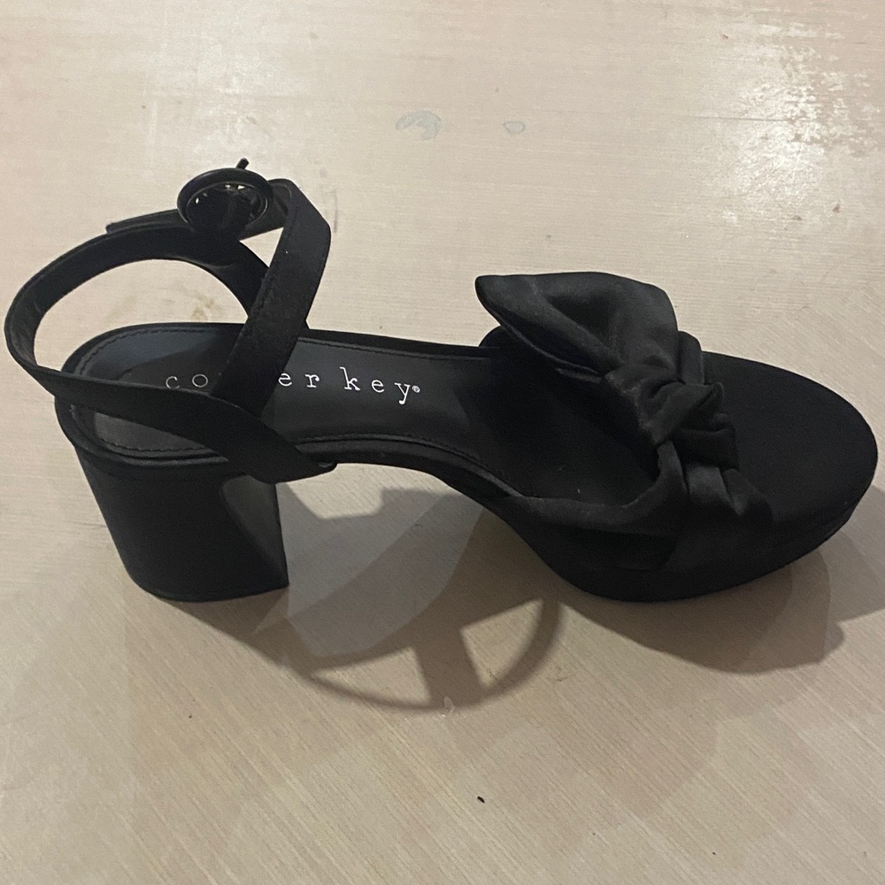 Copper Key Black Heeled Sandals